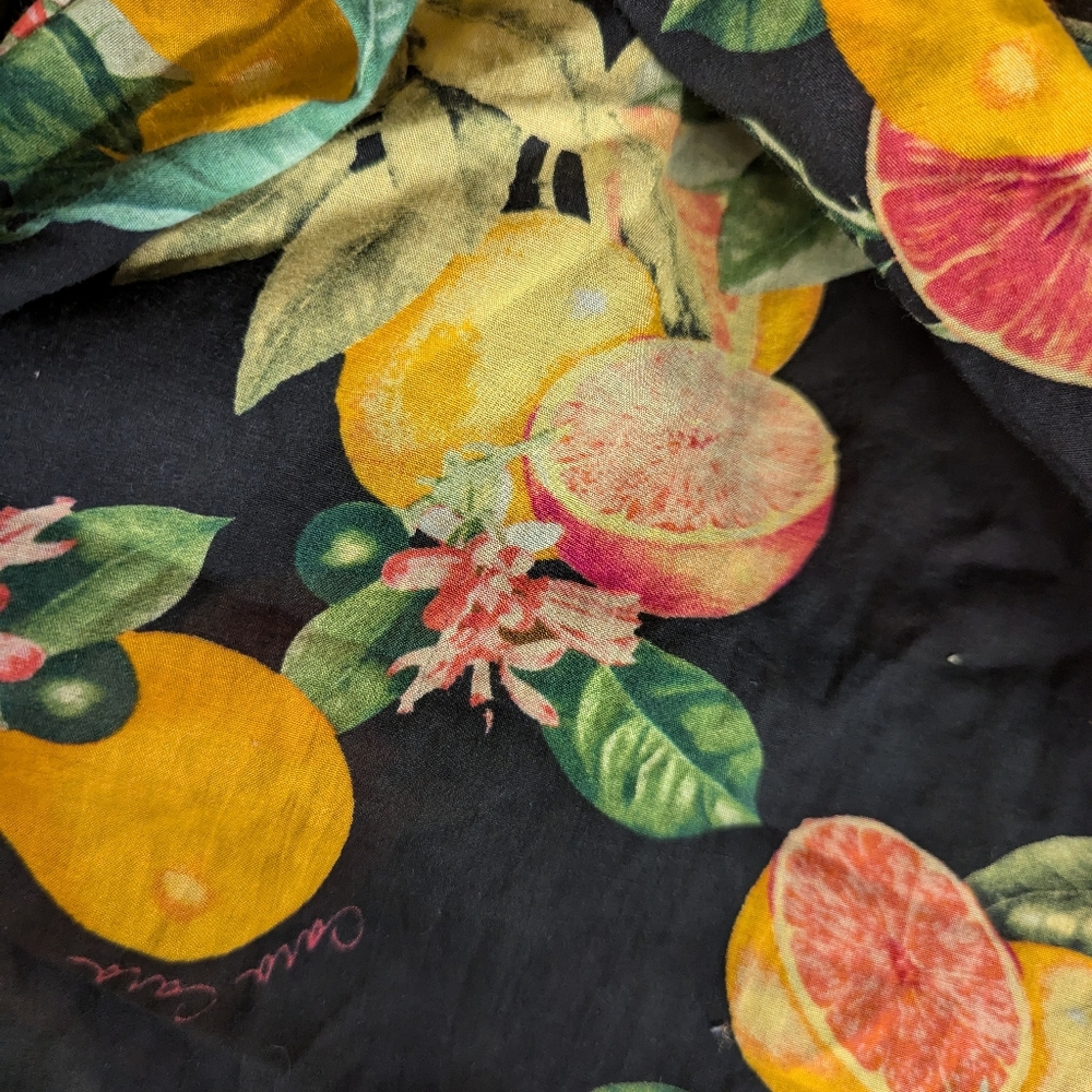 RTR Sz M Cara Cara New York Harbour Island Dress oranges grapefruit fruit midi - Picture 9 of 11